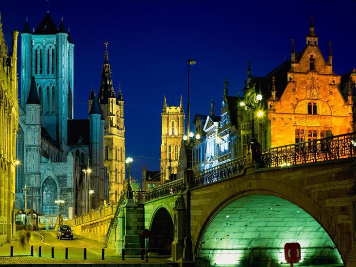 Piekne tapety na pulpit - Evening in Ghent, Belgium.jpg